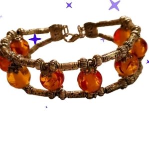 Faux amber fashion cuff bracelet. New , beaded